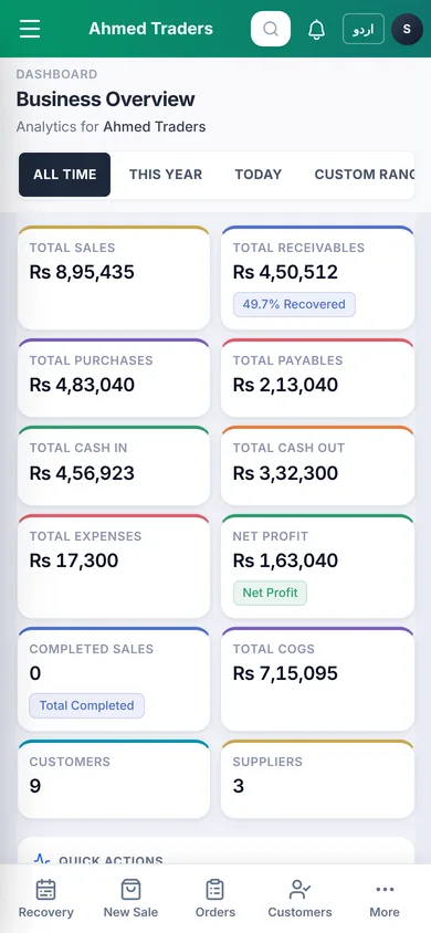 The same dashboard on an Android phone